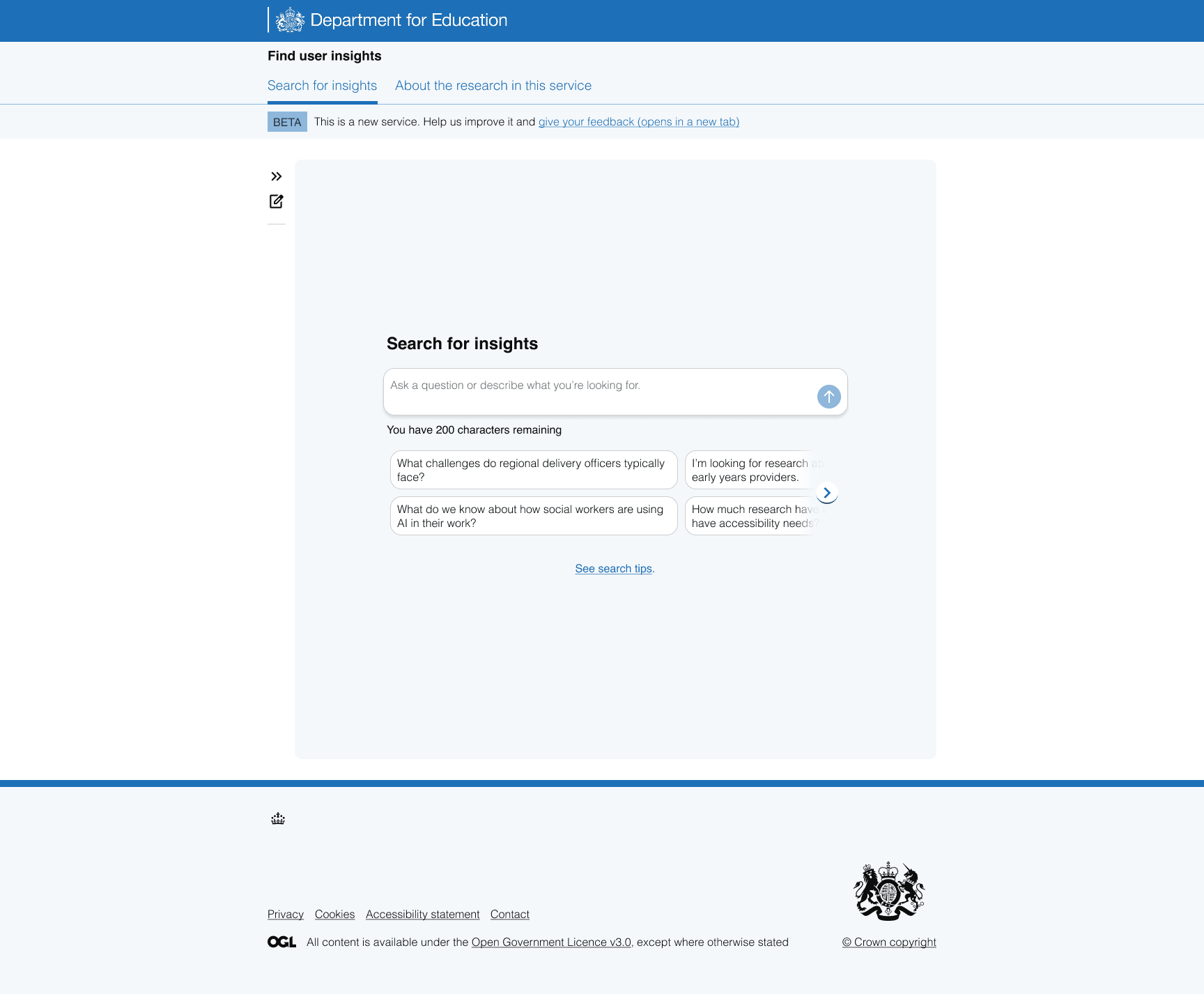 The Find user insights chat interface