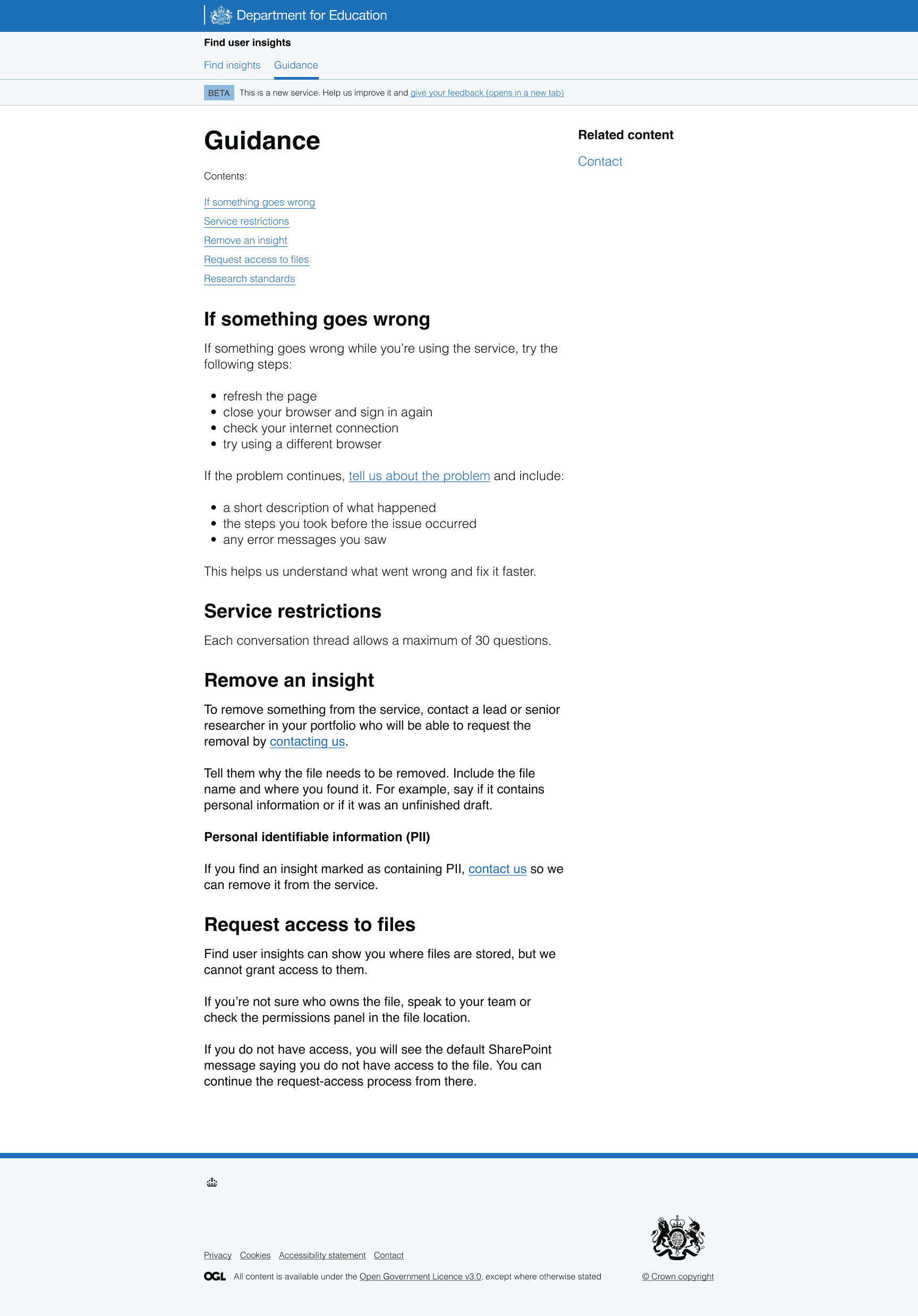 Find user insights original guidance page