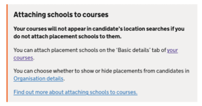 Guidance on attaching schools to courses on Publish