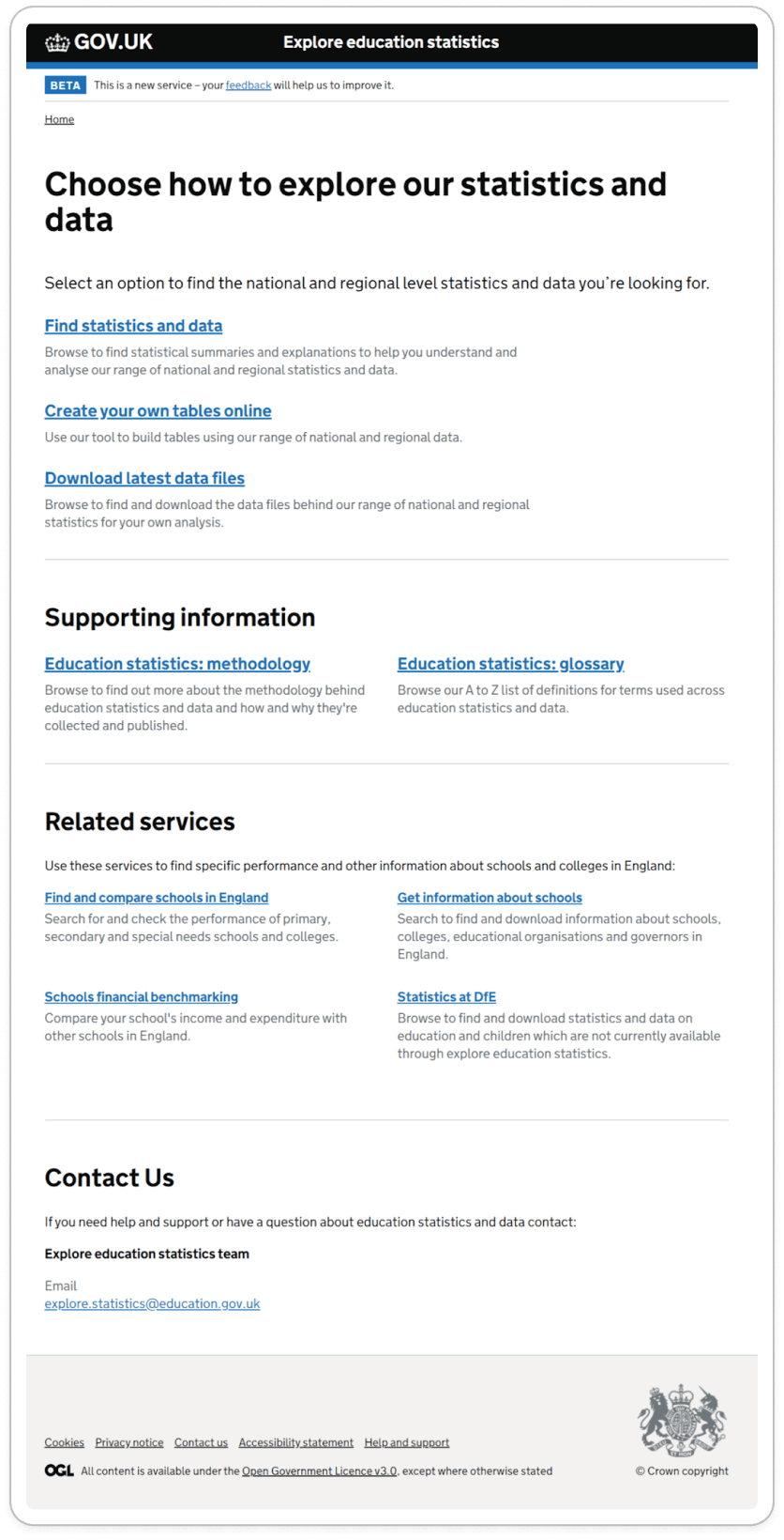 Screenshot of the first homepage release