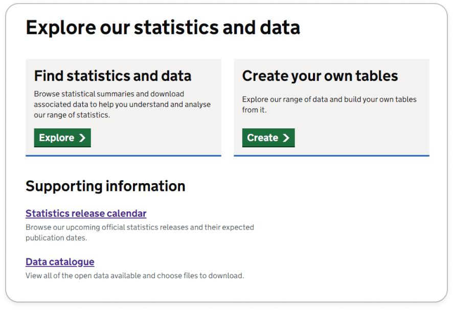 Screenshot showing design refresh to the homepage