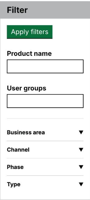 Apply filter component with button at top