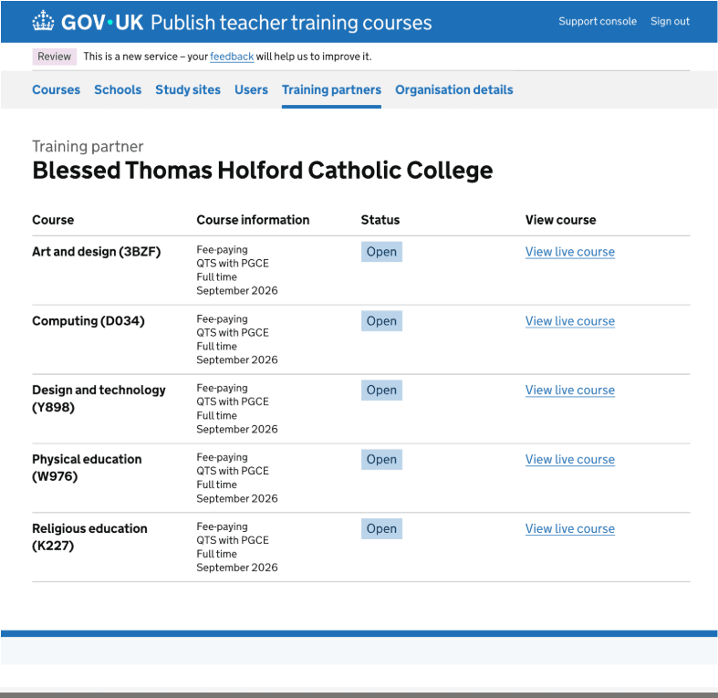 Improved training partner page design