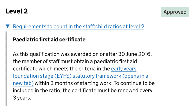 Iterated content shown under level 2 when the qualification was awarded from July 2016 onwards