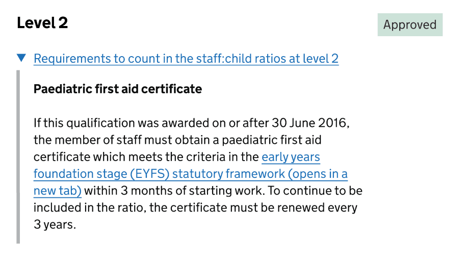 Iterated content shown under level 2 when the qualification was awarded in June 2016
