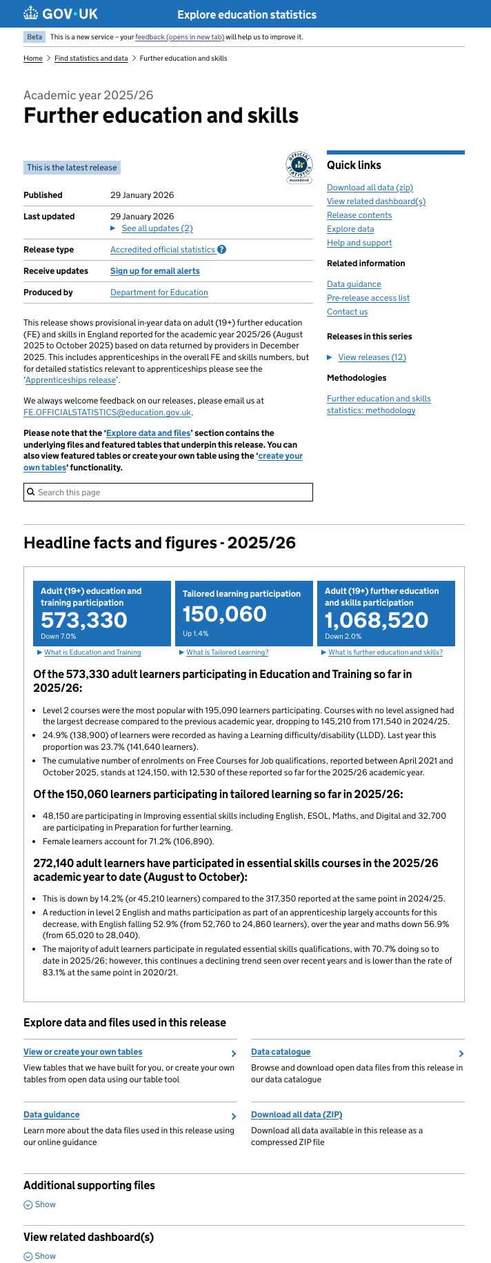 Screenshot showing original release page template