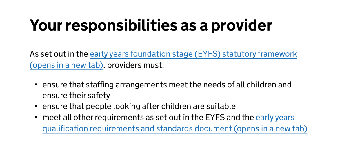 screenshot of your responsibilities as a provider section on the qualification result page