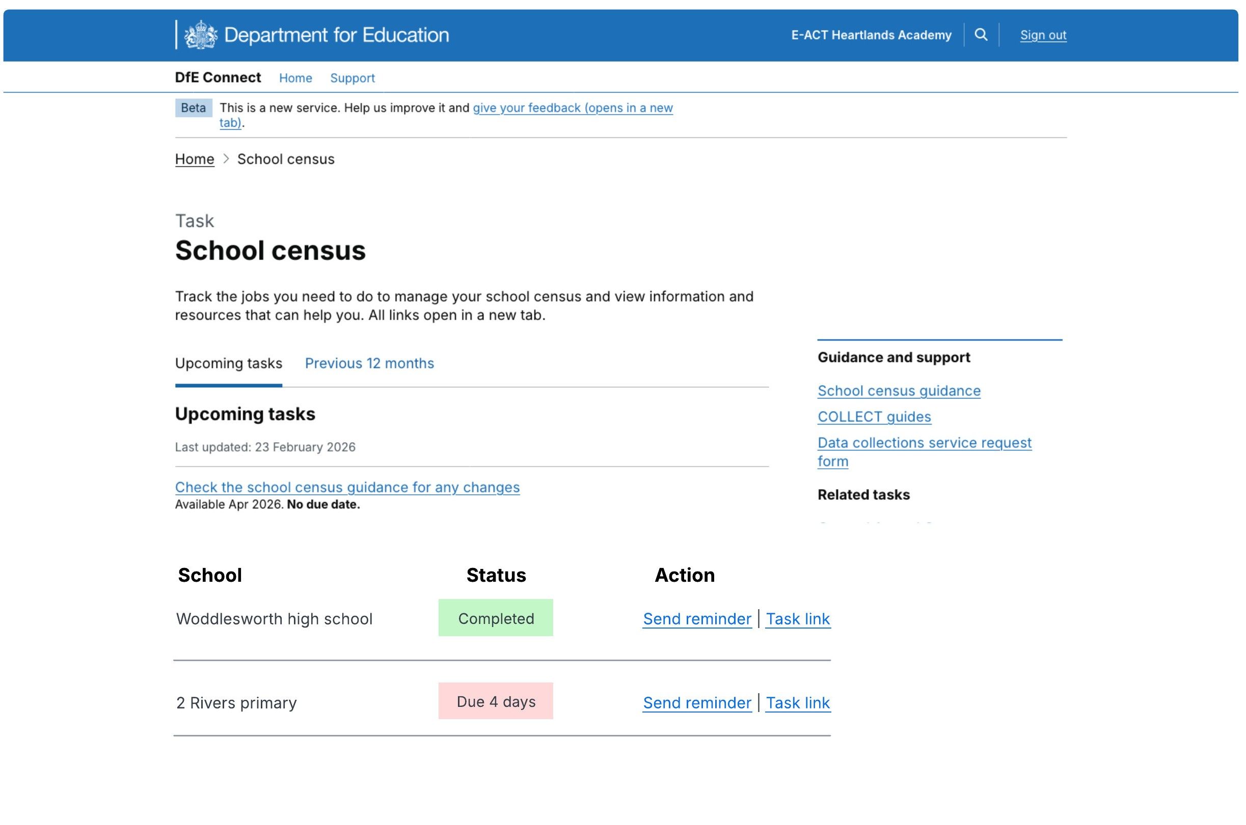School Account - MAT status tags