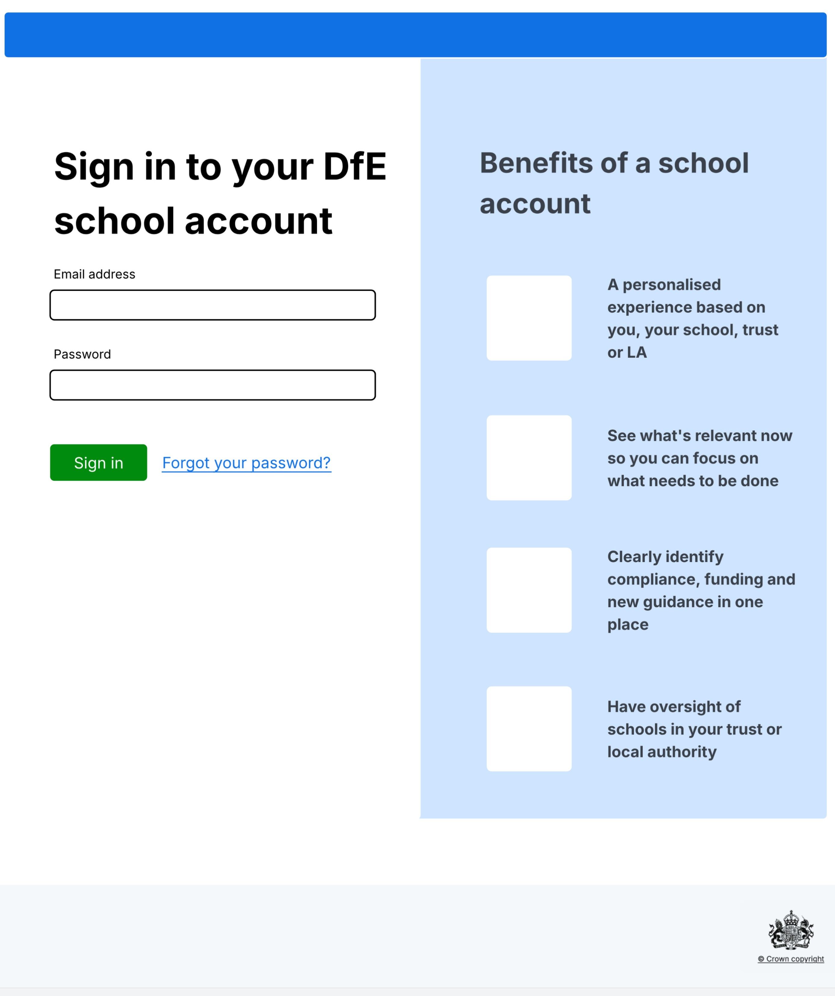 School Account sign-in page