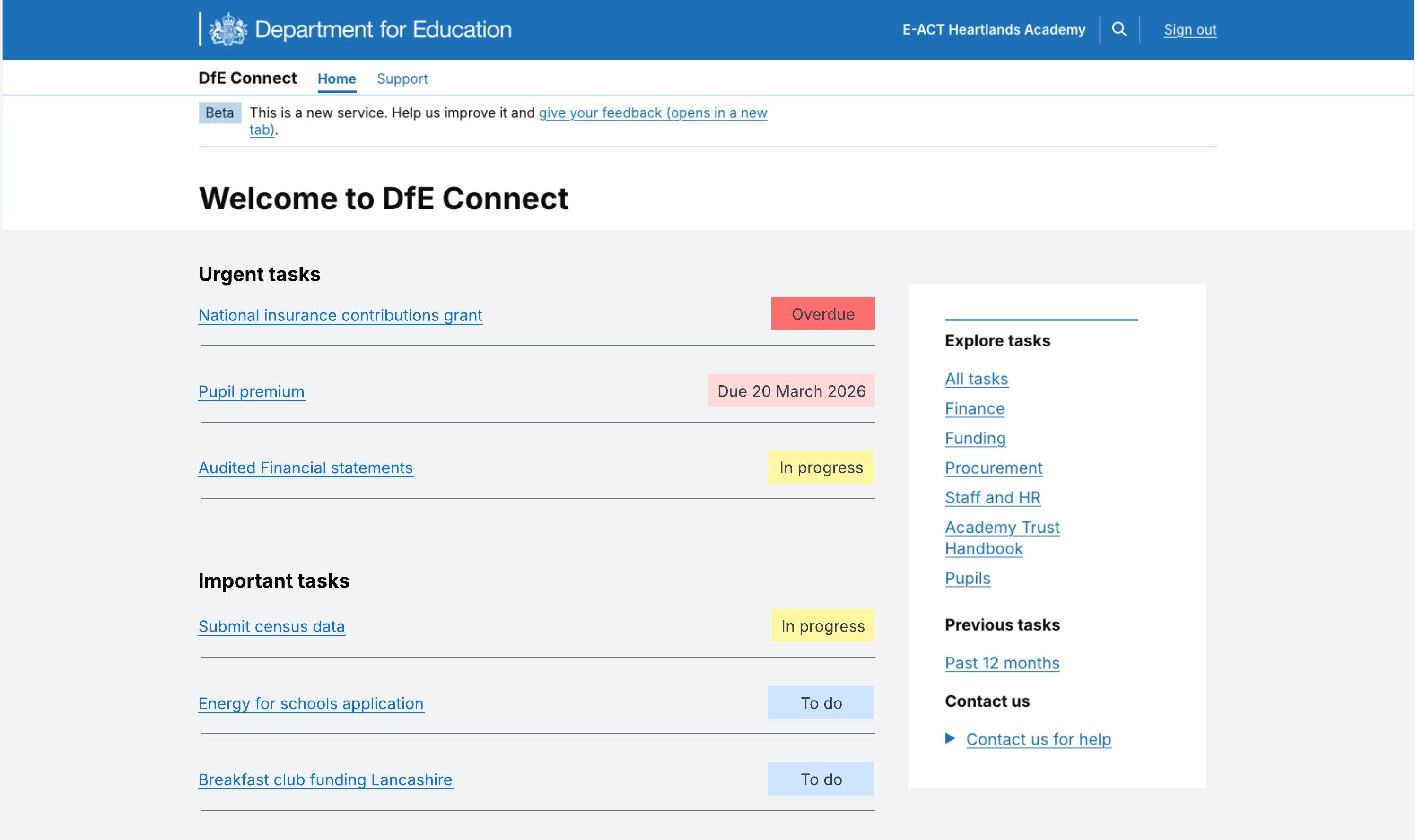 School Account - status tags