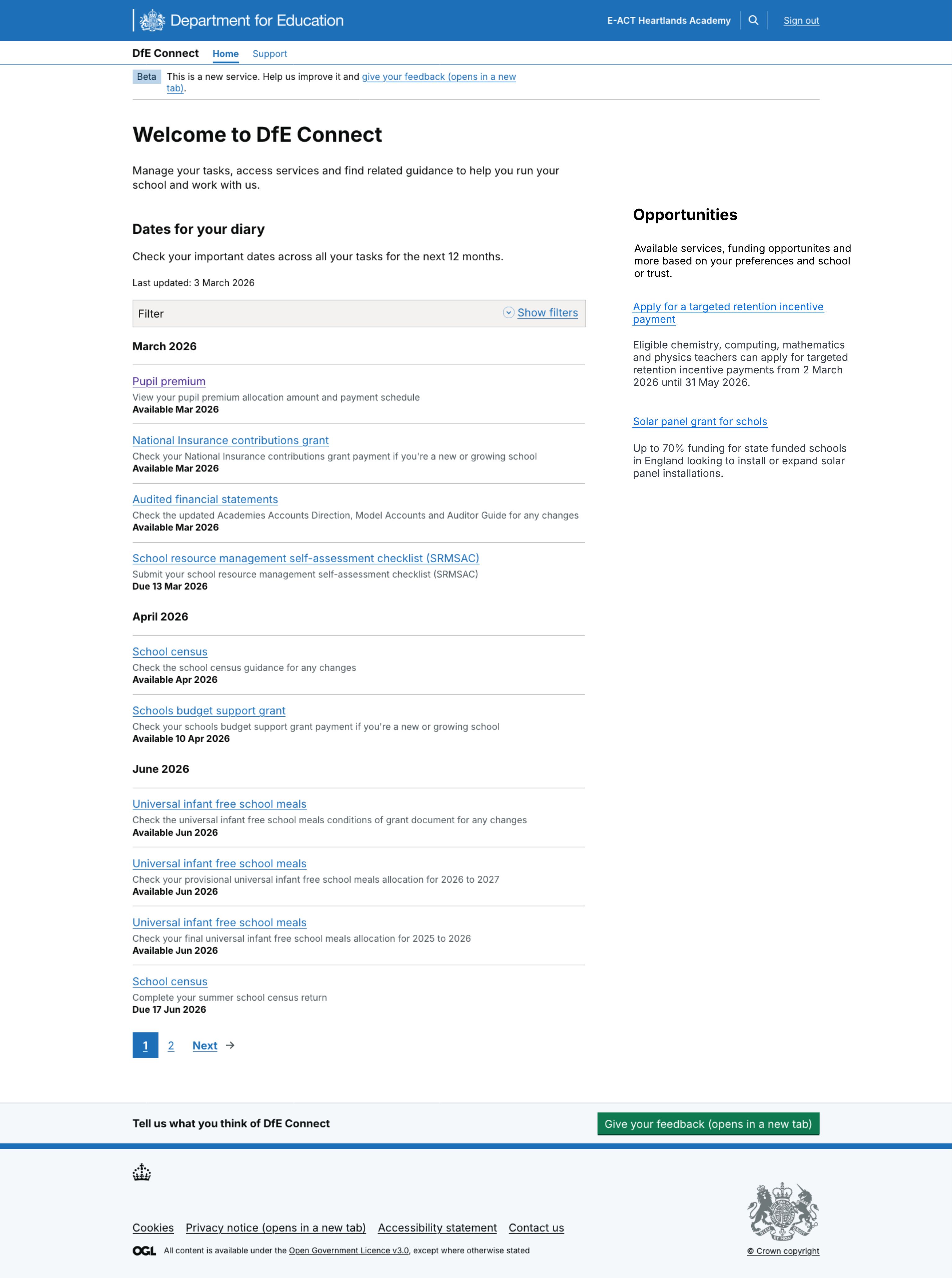 School Account - surfacing opportunities