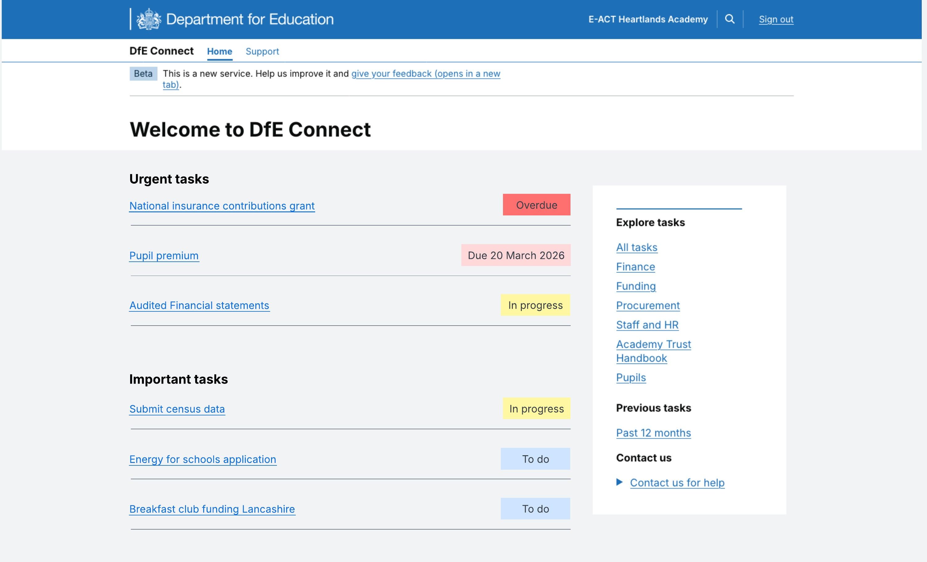 School Account - task grouping