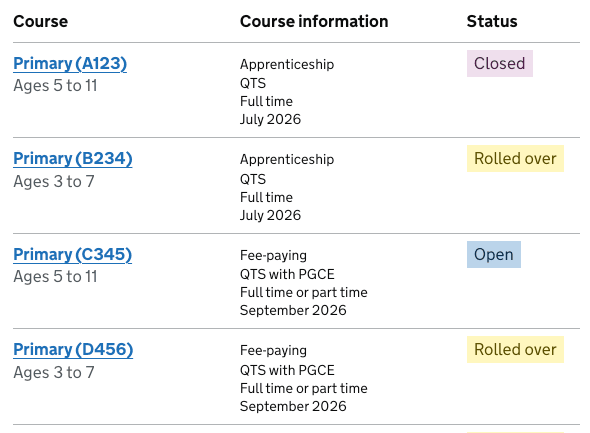 Design changes of the course list