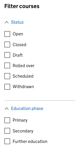 Status and education phase filters