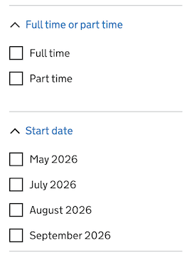 Full time or part time and start date filters