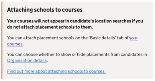 Guidance on attaching schools to courses on Publish