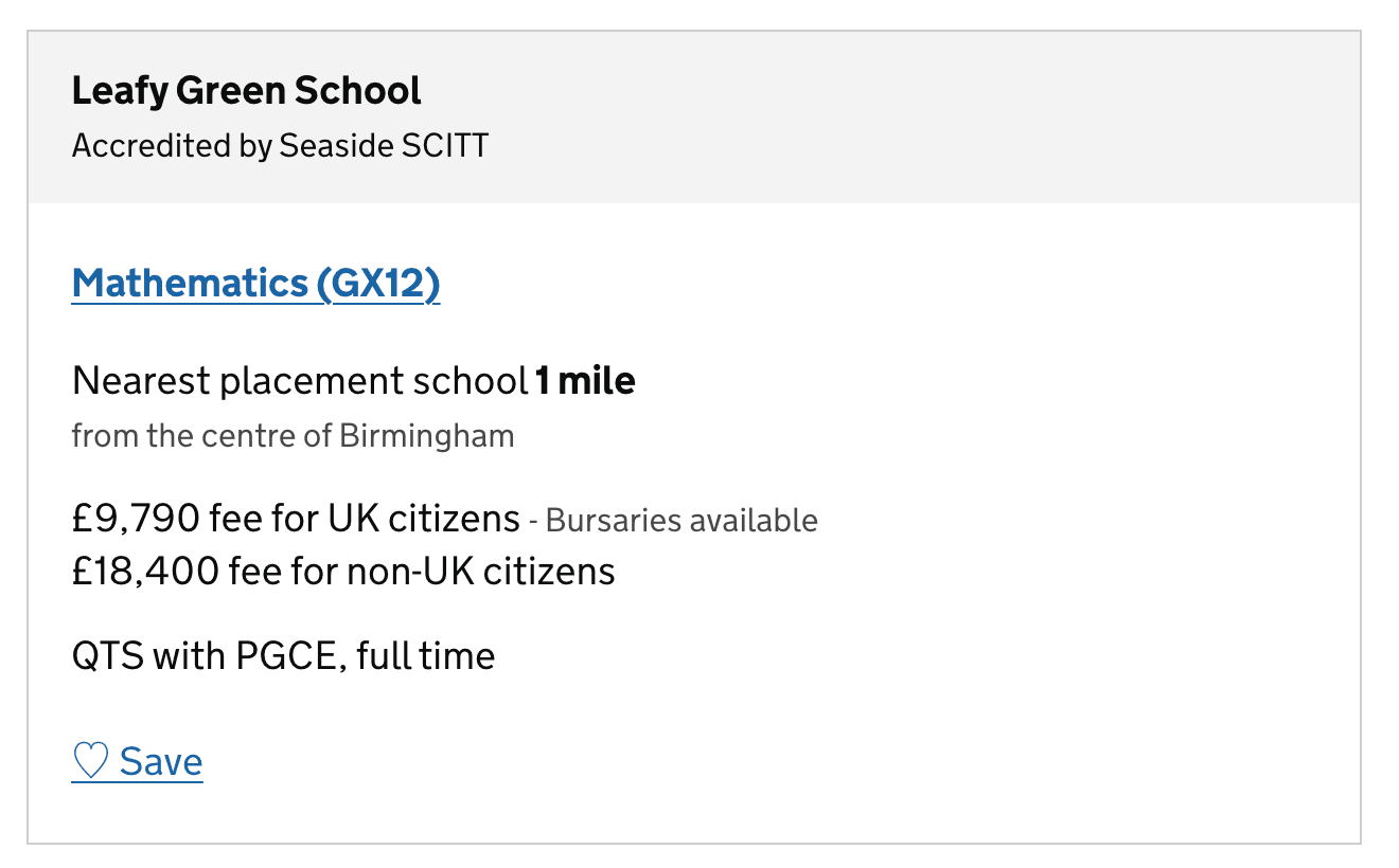 Displaying the accredited provider on search results when one course by a training provider is displayed 