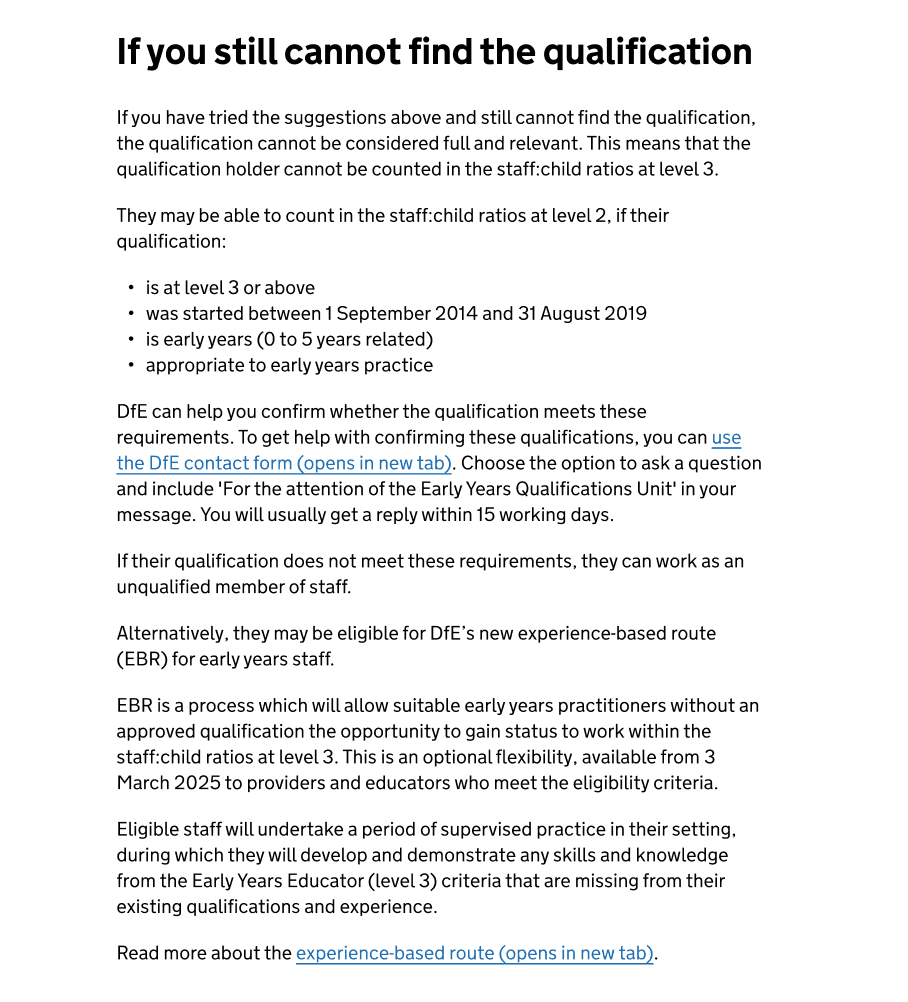 screenshot of the relevant section on the I cannot find the qualification page