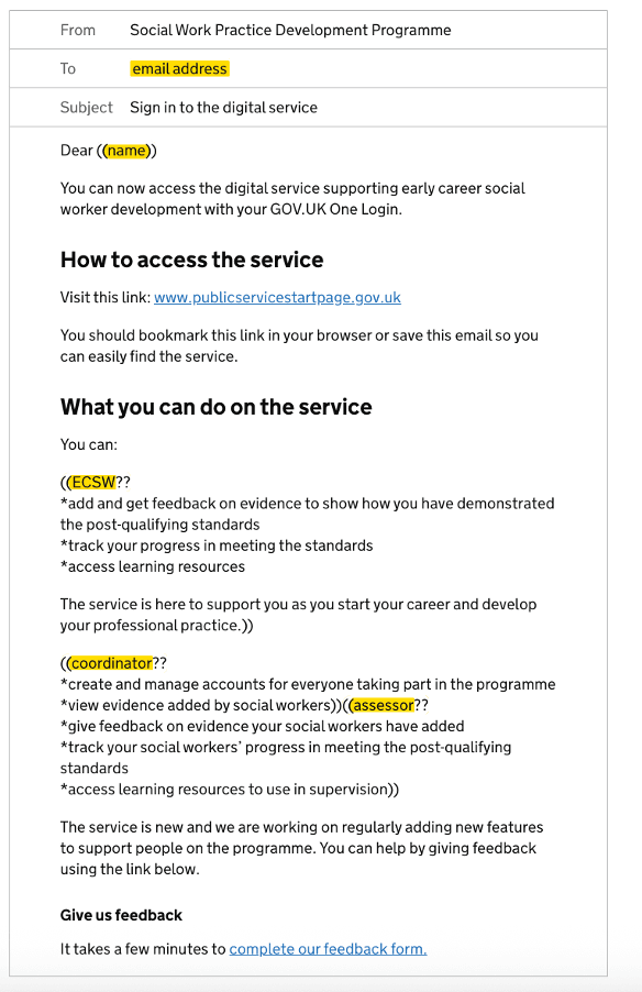 Screenshot showing consolidated Notify template using optional content.