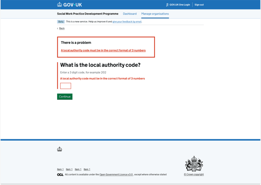 A screenshot of a designed error message, content is written below