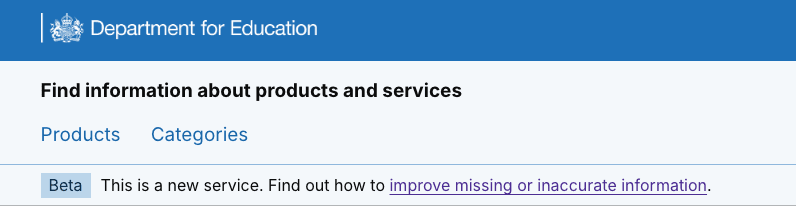 Beta banner for FIPS with call to action to improve or update data