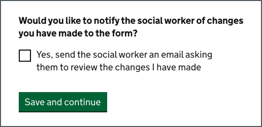 Image showing a part of the check your answer screen that allows the observer to send a notification at the point of saving their work